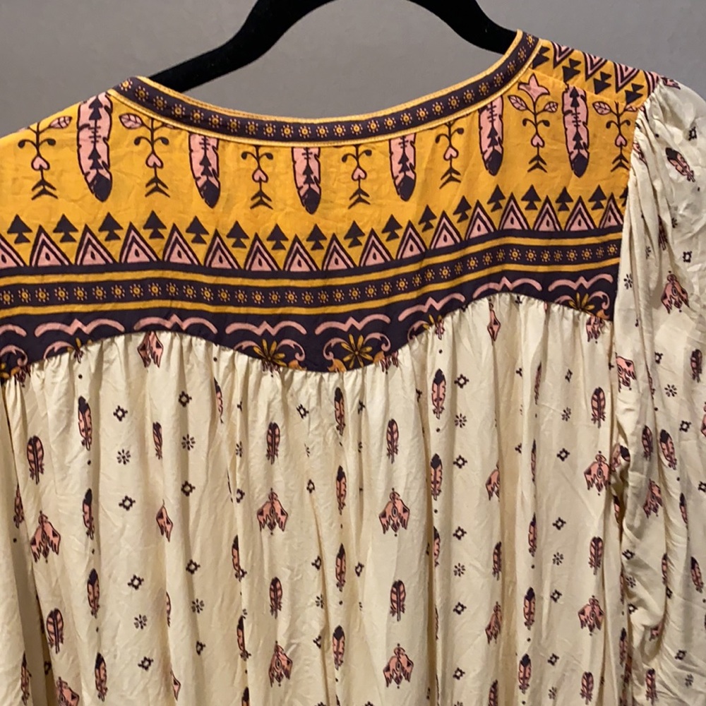 Spell Cream Boho Floral Tunic Dress with Pink and Mustard Accents - Picture 6 of 8